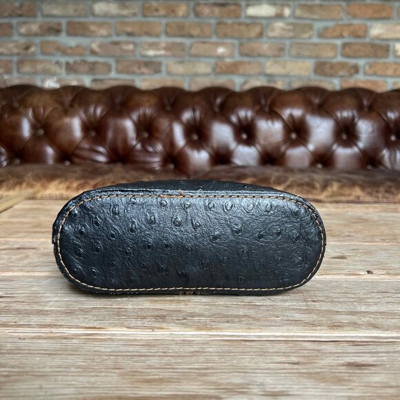 Vintage Genuine Ostrich Leather Borse in Pelle Crossbody Handbag Black Cognac - Picture 7 of 13